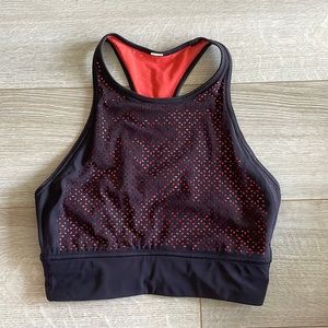 Lululemon high neck red and black razorback sports bra, size 4